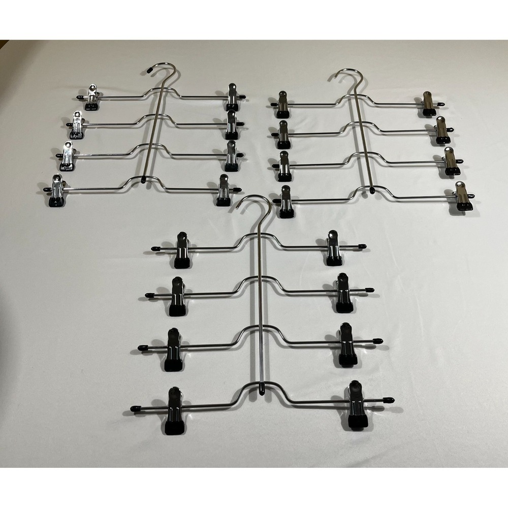 3 Multi Layer Pants Hangers 4-Tier Skirt Hangers With Adjustable Clips Non Slip